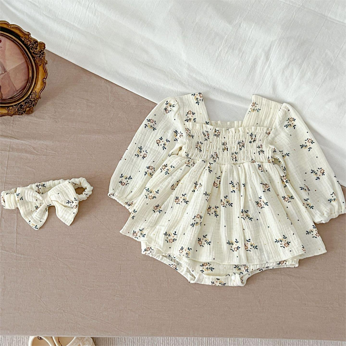 Baby Floral Romper With Headband