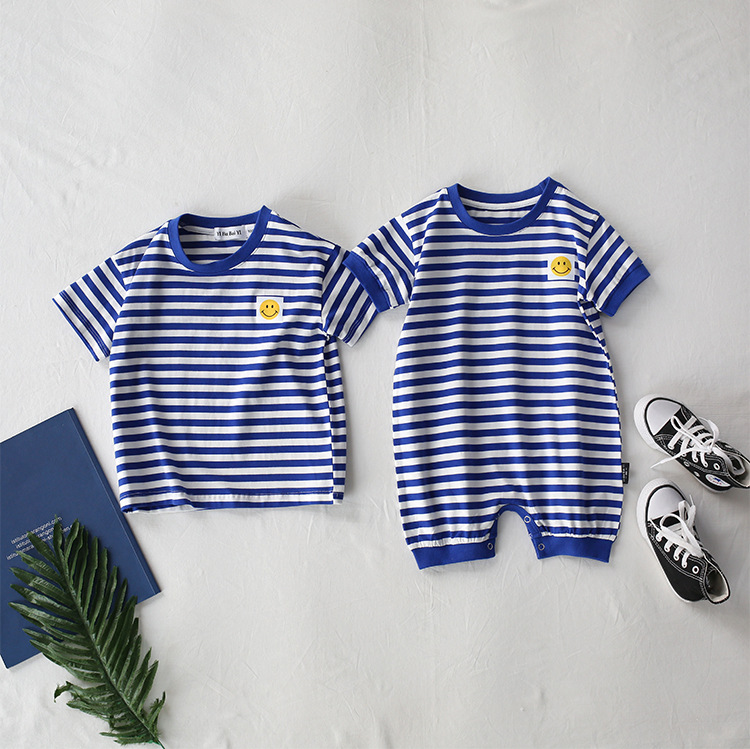 Summer Striped Navy Smiley Family Outfits