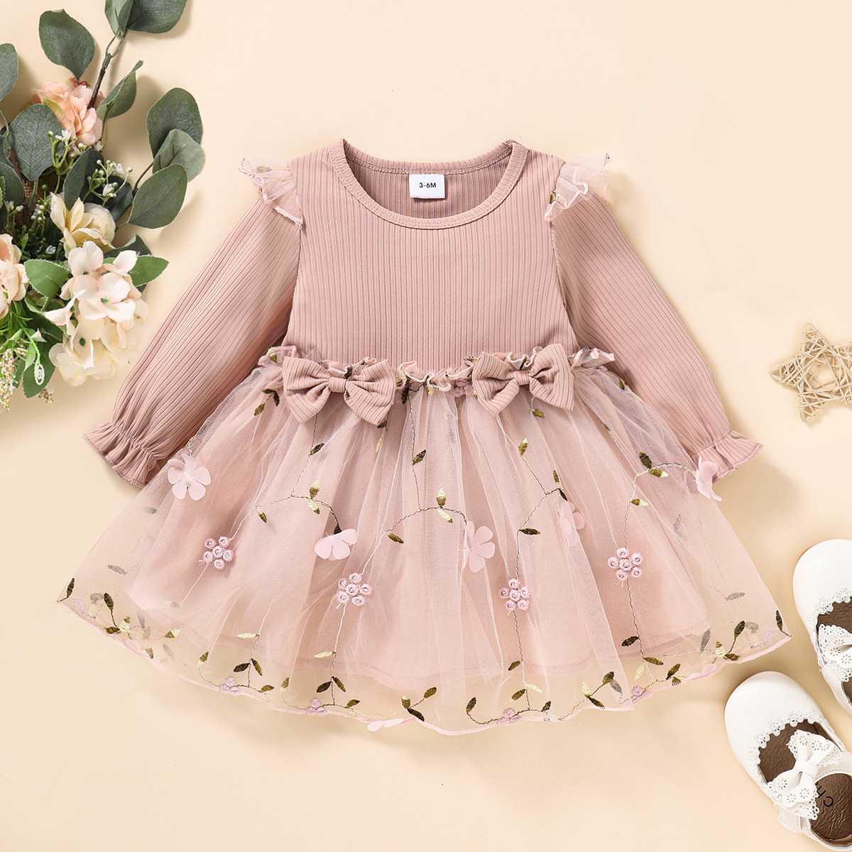 Baby Girl Embroidered Mesh Dress