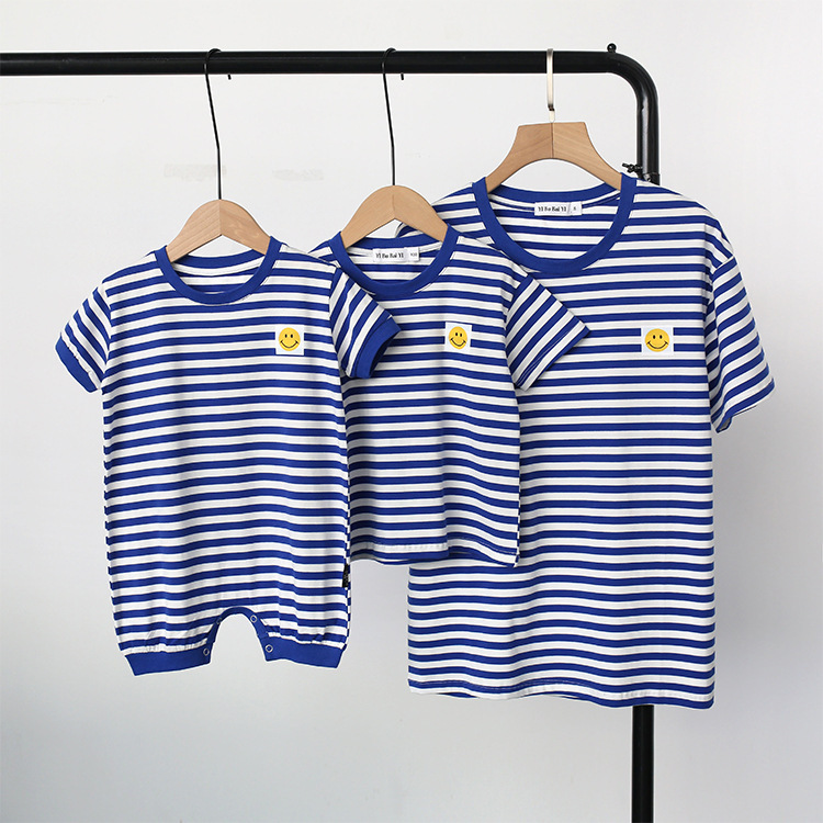 Summer Striped Navy Smiley Family Outfits