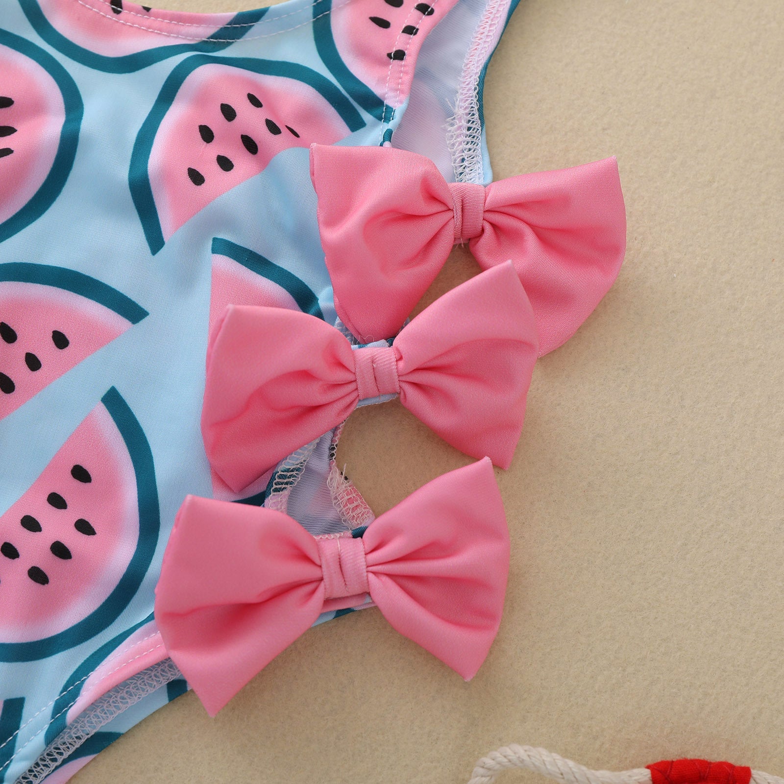 Watermelon Print Bow Swimsuit