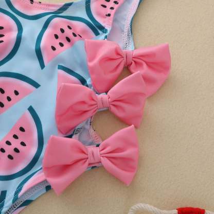 Watermelon Print Bow Swimsuit