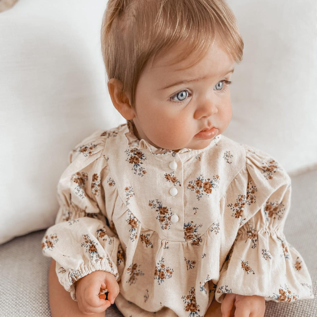 Baby Girl Cotton Linen Romper