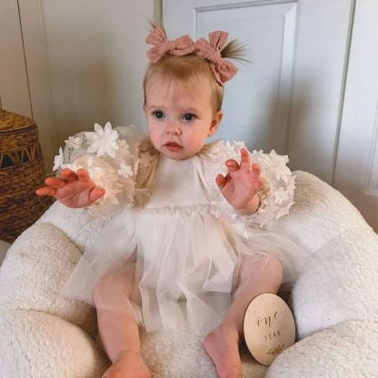 Baby Cotton Mesh Bubble Sleeve Princess Romper