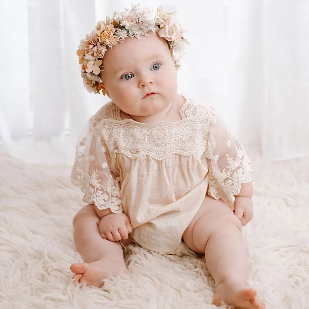 Baby Girl Solid Color Romper