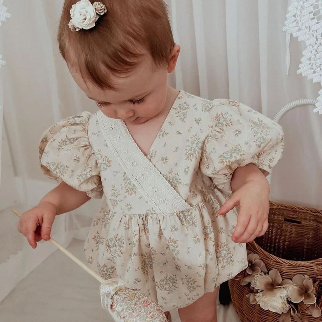 [Copy]Baby Floral Romper With Headband