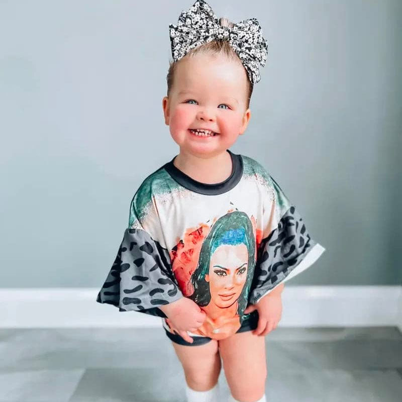 Baby  Kim Kardashian Print Romper.