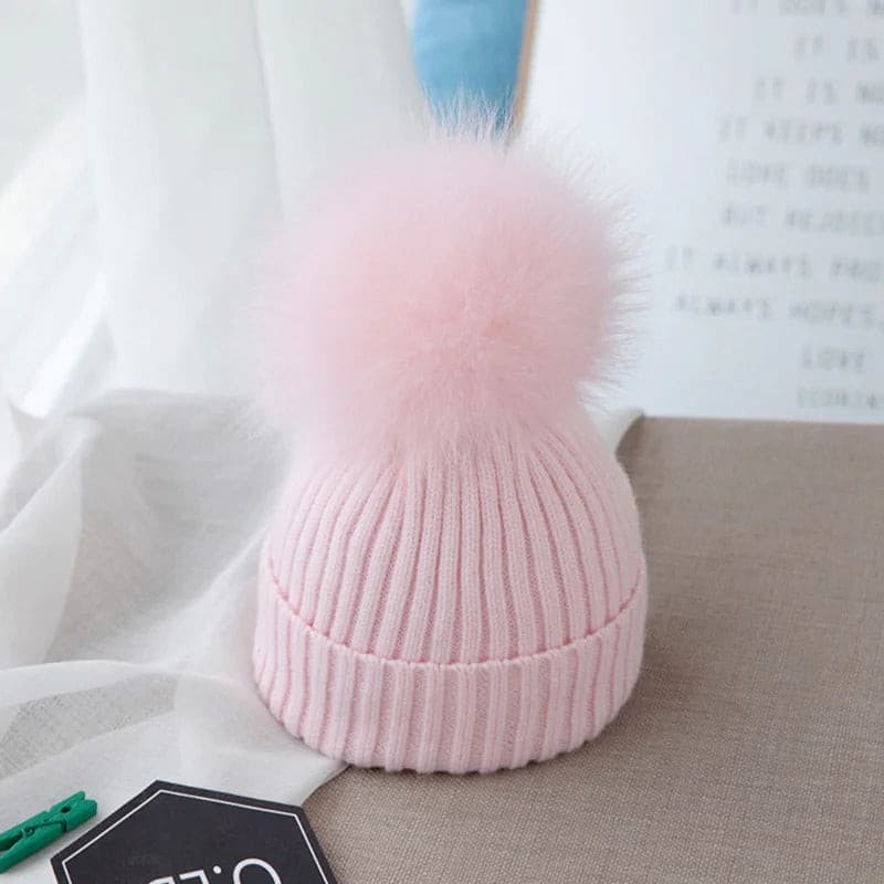 Baby Pink Ball Wool Hat.