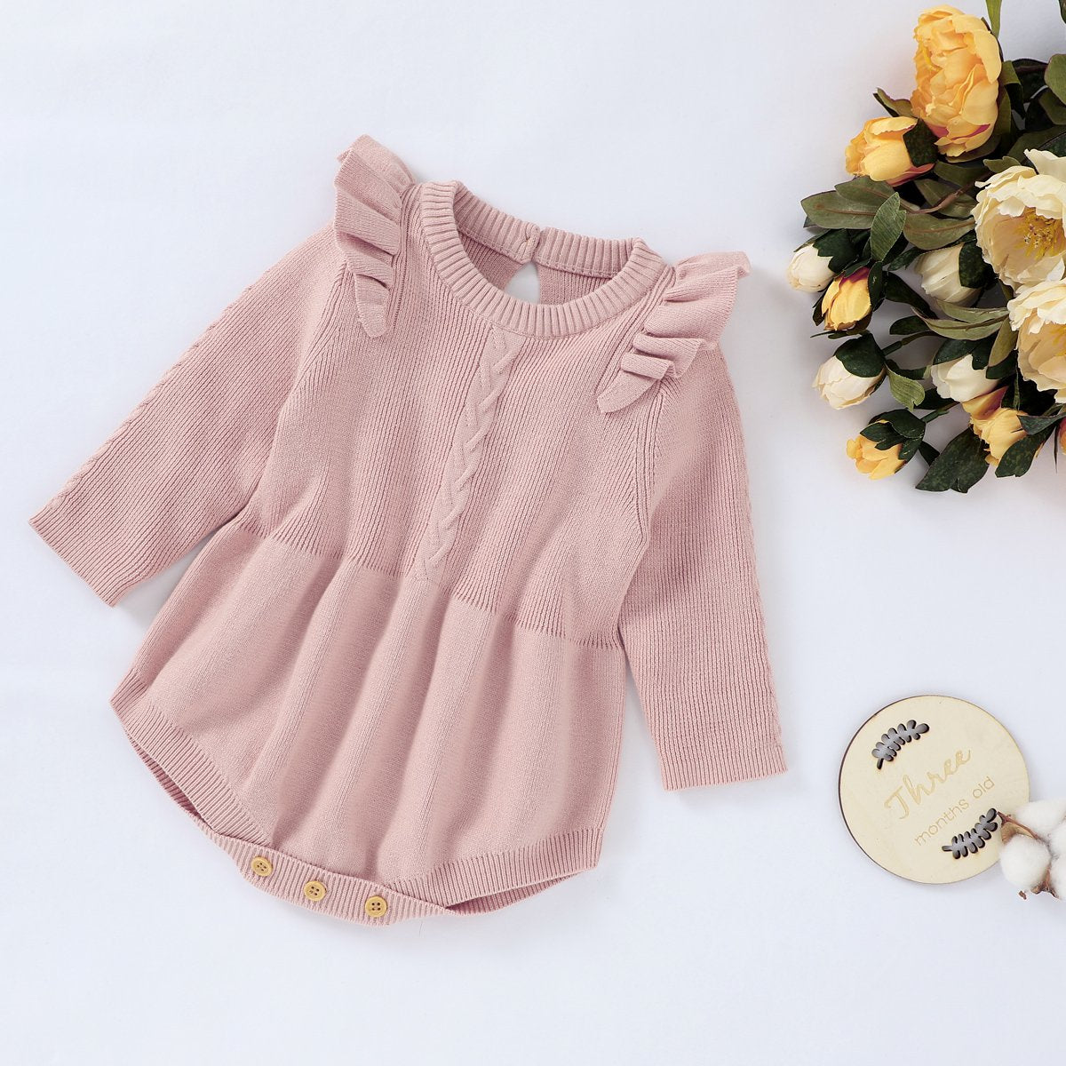 Baby Girl Knitted Sweater Romper.