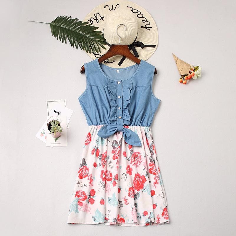 One-piece Parent-child Floral Dress.