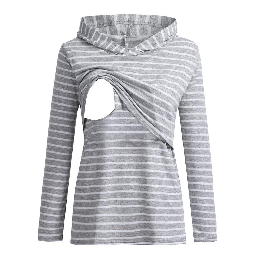 Striped Hooded Loose T-Shirt.