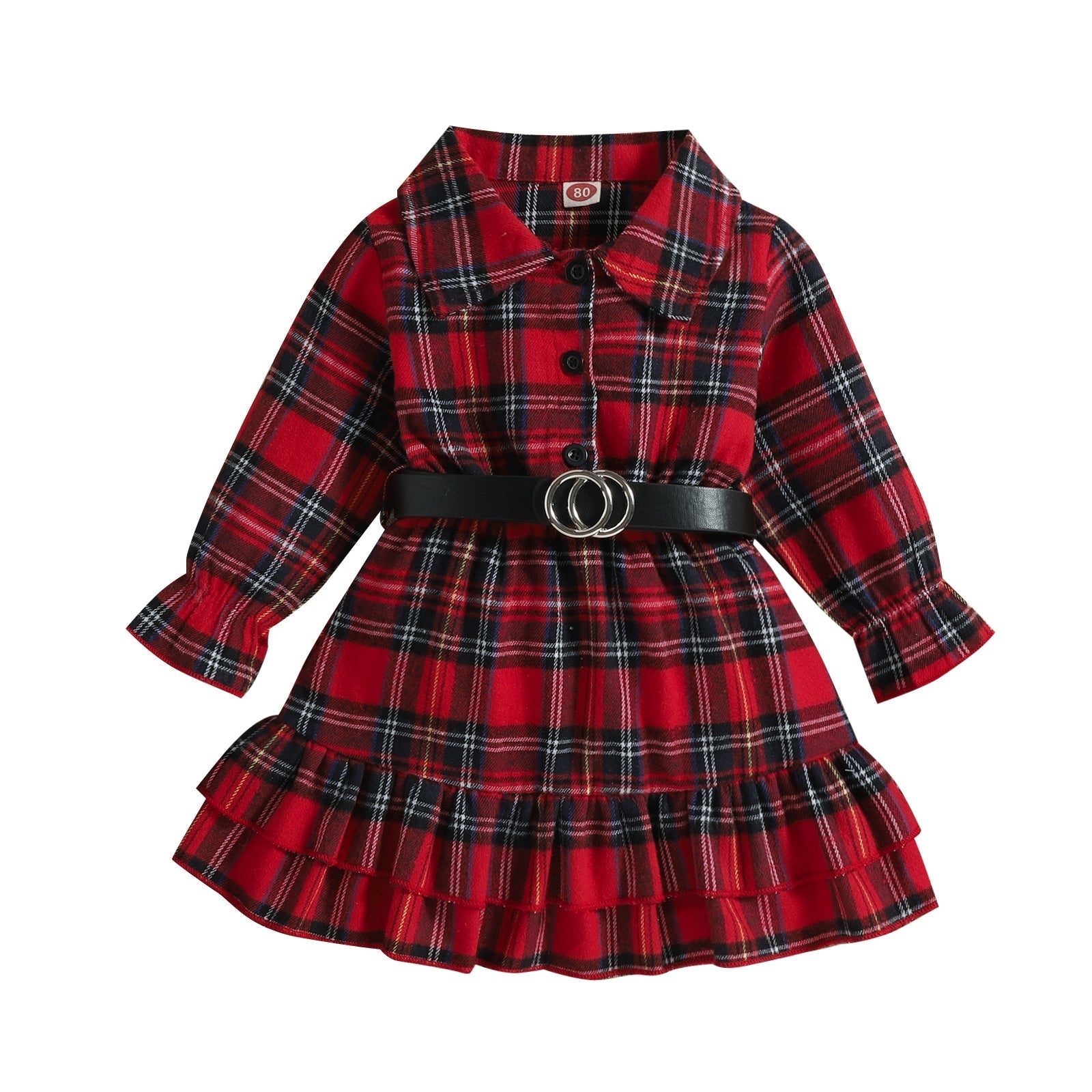 Baby Long Sleeve Plaid Skirt.