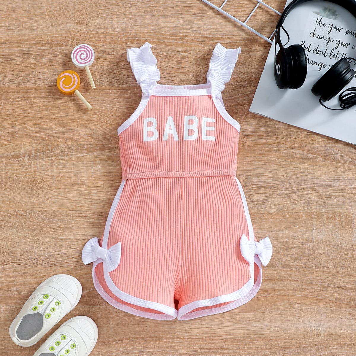 BABE Print Suspender Jumpsuit.