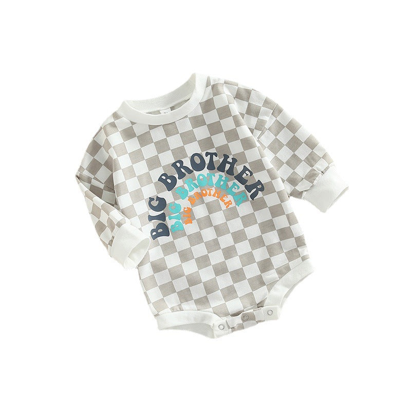 Baby Grid Print Rompers.