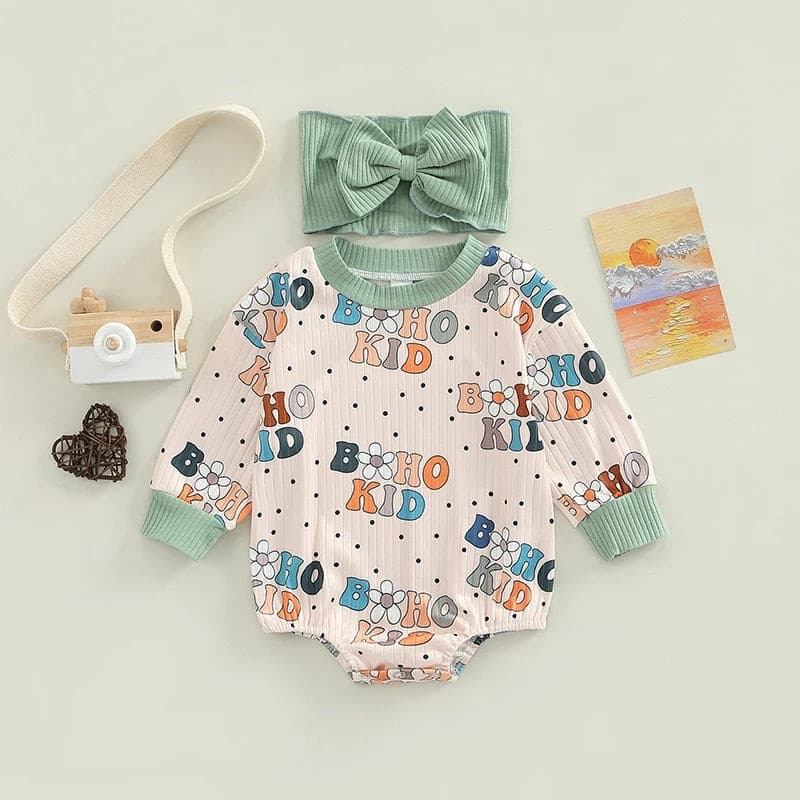 Baby Lettered Print Rompers.