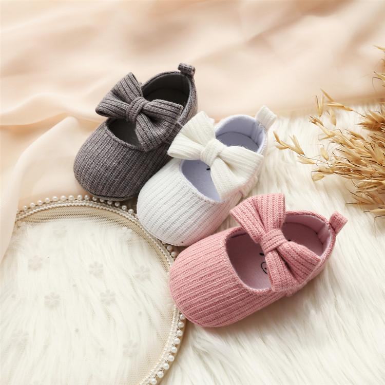 Bowknot Solid Color Baby Shoes.