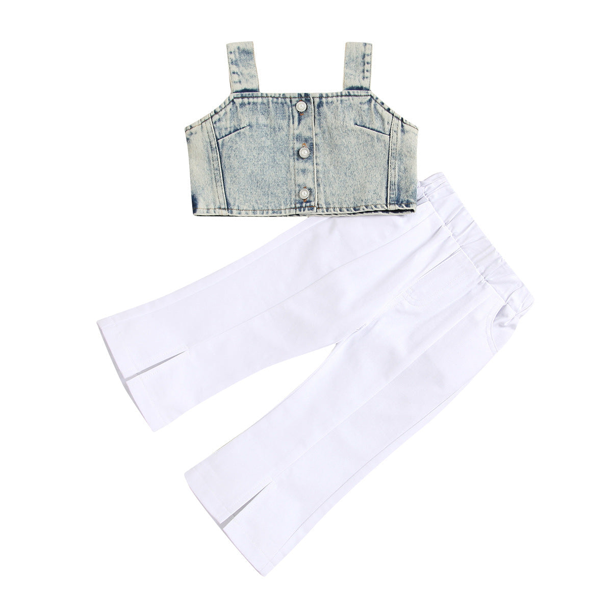 Denim Suspender Top Trousers Suit-visikids