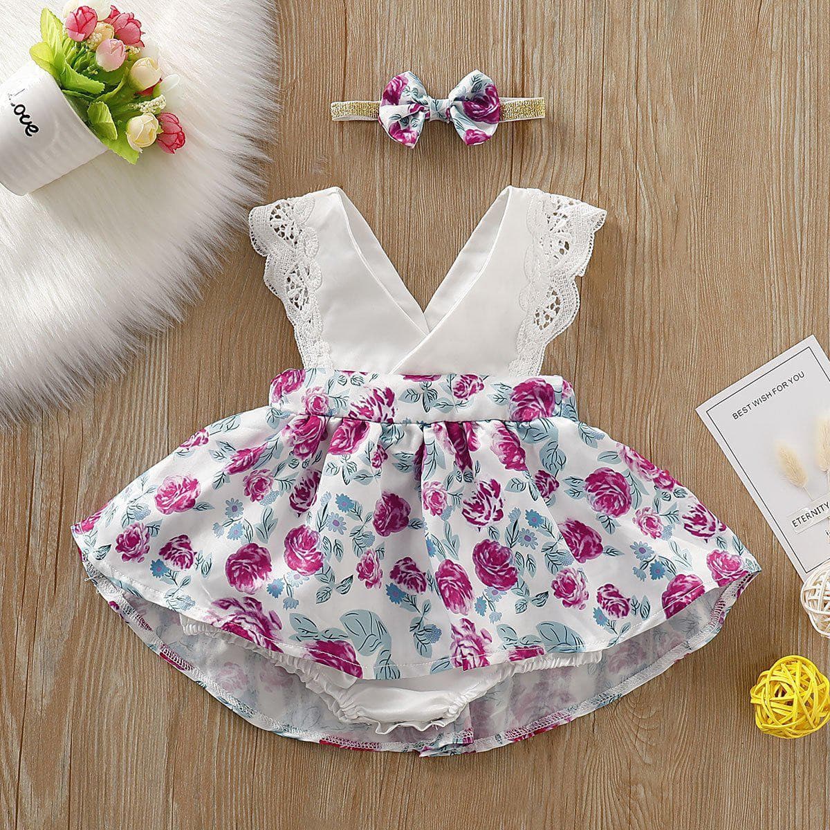 2-piece Baby Flower Dress Romper.