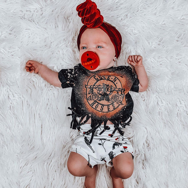 2 Piece Baby Girl Guns N Roses Set lulububbles