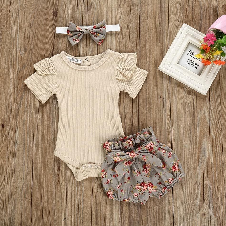 3-piece Baby floral Cotton Suit.