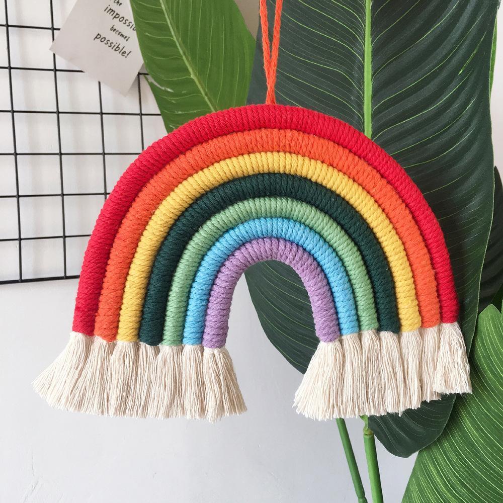 Ins Children's Room Hand-woven Rainbow Pendant.