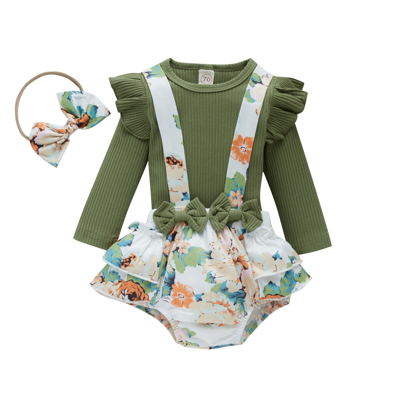 Baby Girl Floral Bow Suit.