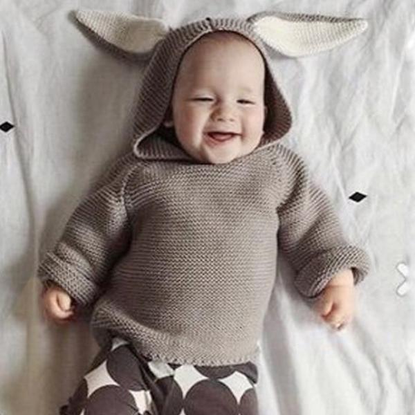 Baby Rabbit Hooded Sweater Coat.