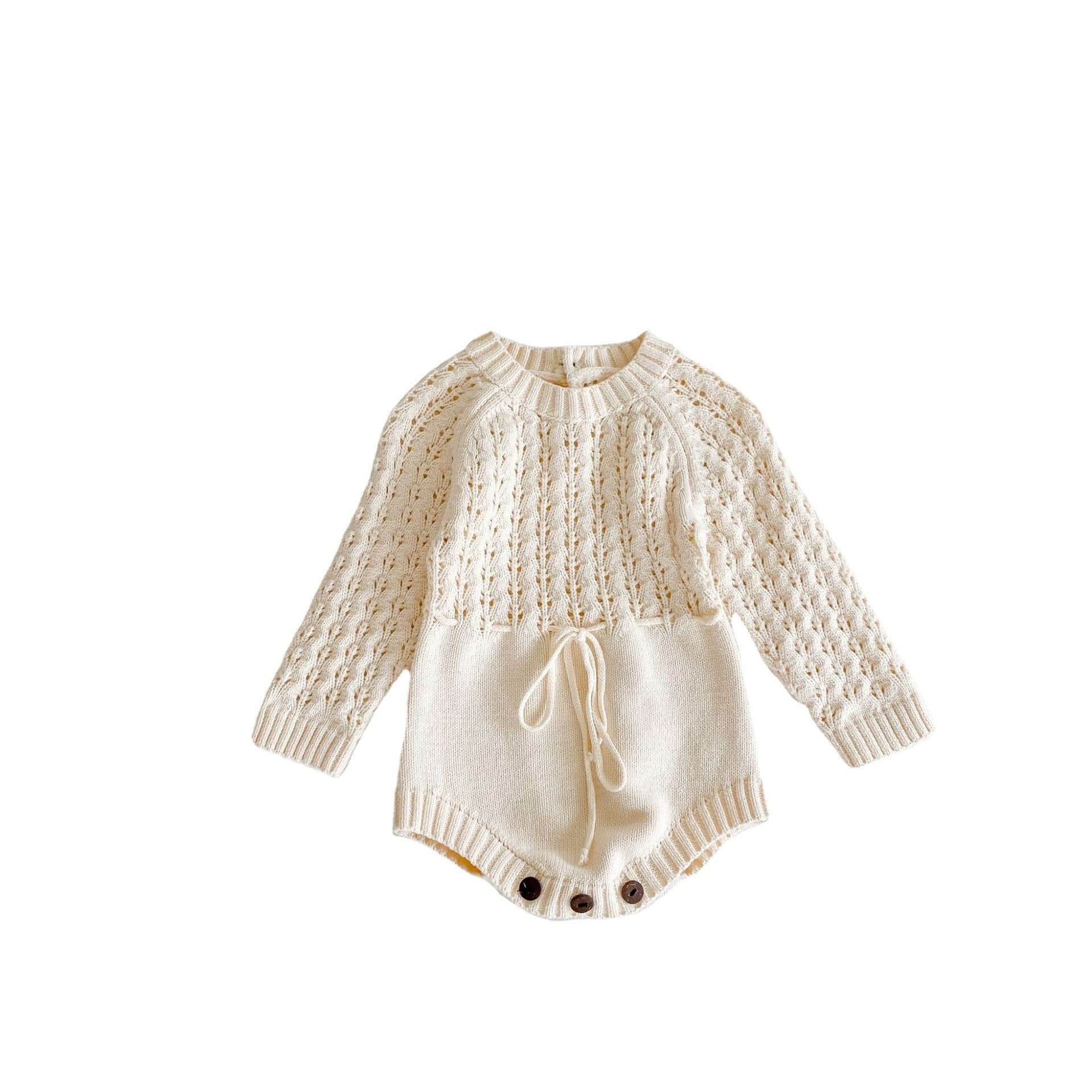 Babygirl Hand-knit Sweater Romper.