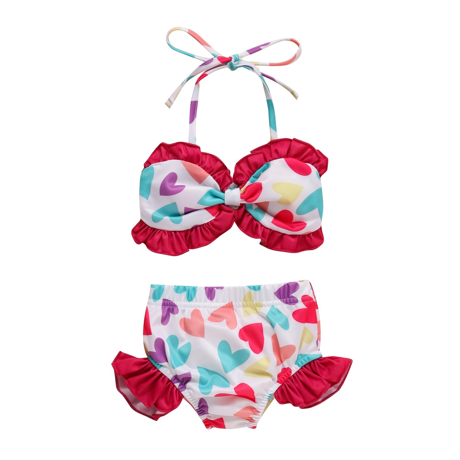 2-Piece Heart Printed Swimsuit.