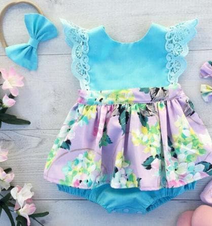 2-piece Baby Flower Romper Dress.