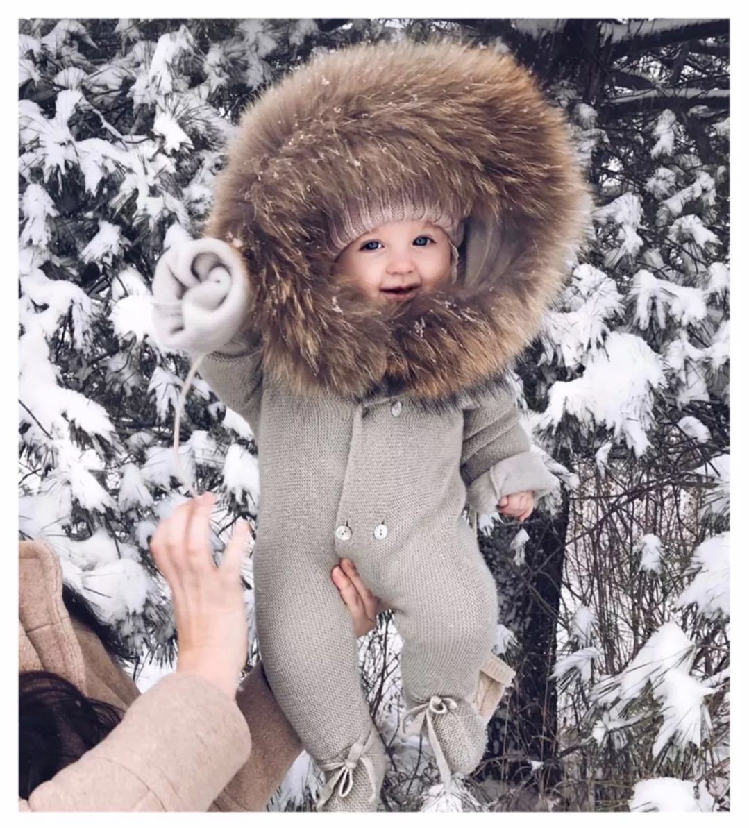 Baby bear rompers clearance with fur collar