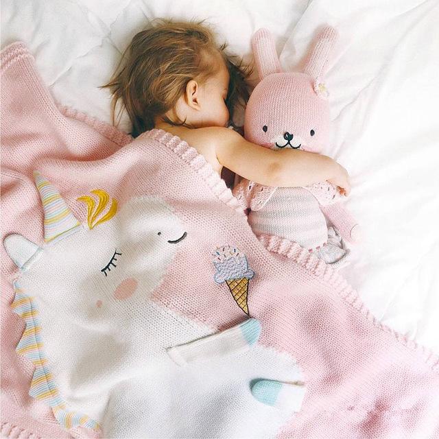 Baby Lovely 3D Unicorn Sleeping Knit Blanket.