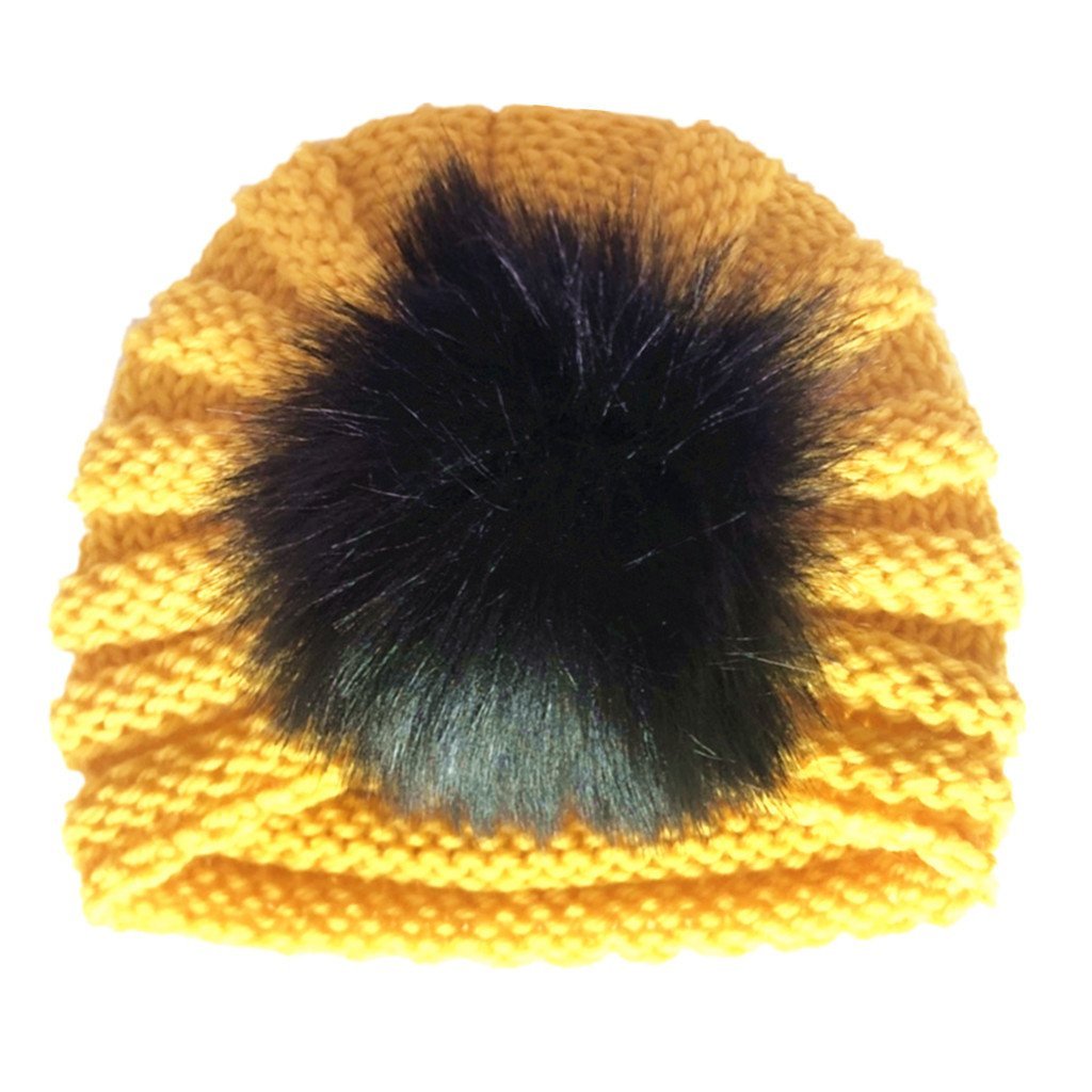 Baby Woolen Fluff Ball Hat Headband.