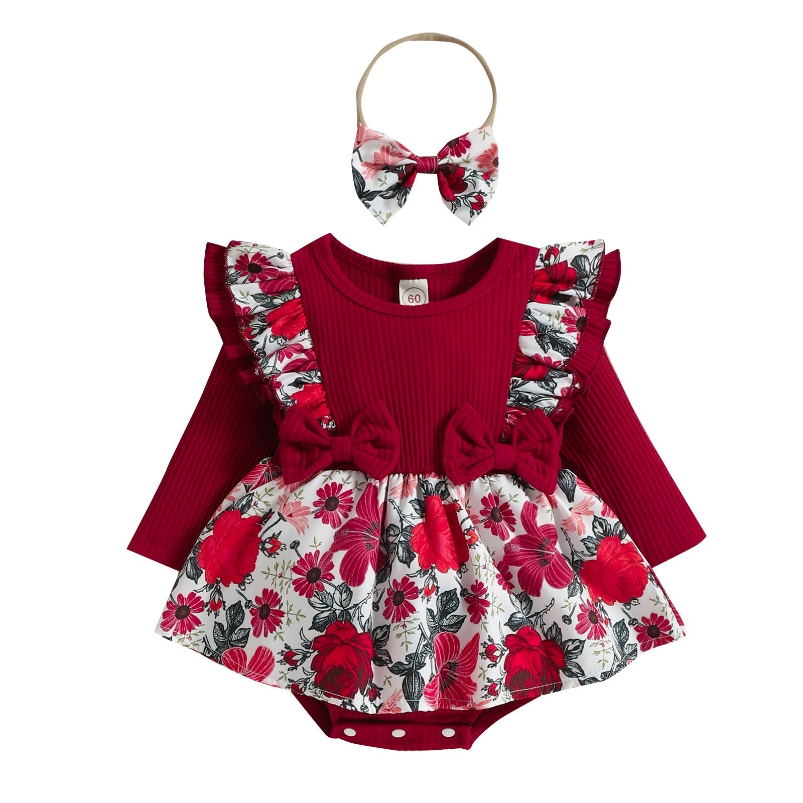 Baby Double Layer Flying Sleeves Rompers.