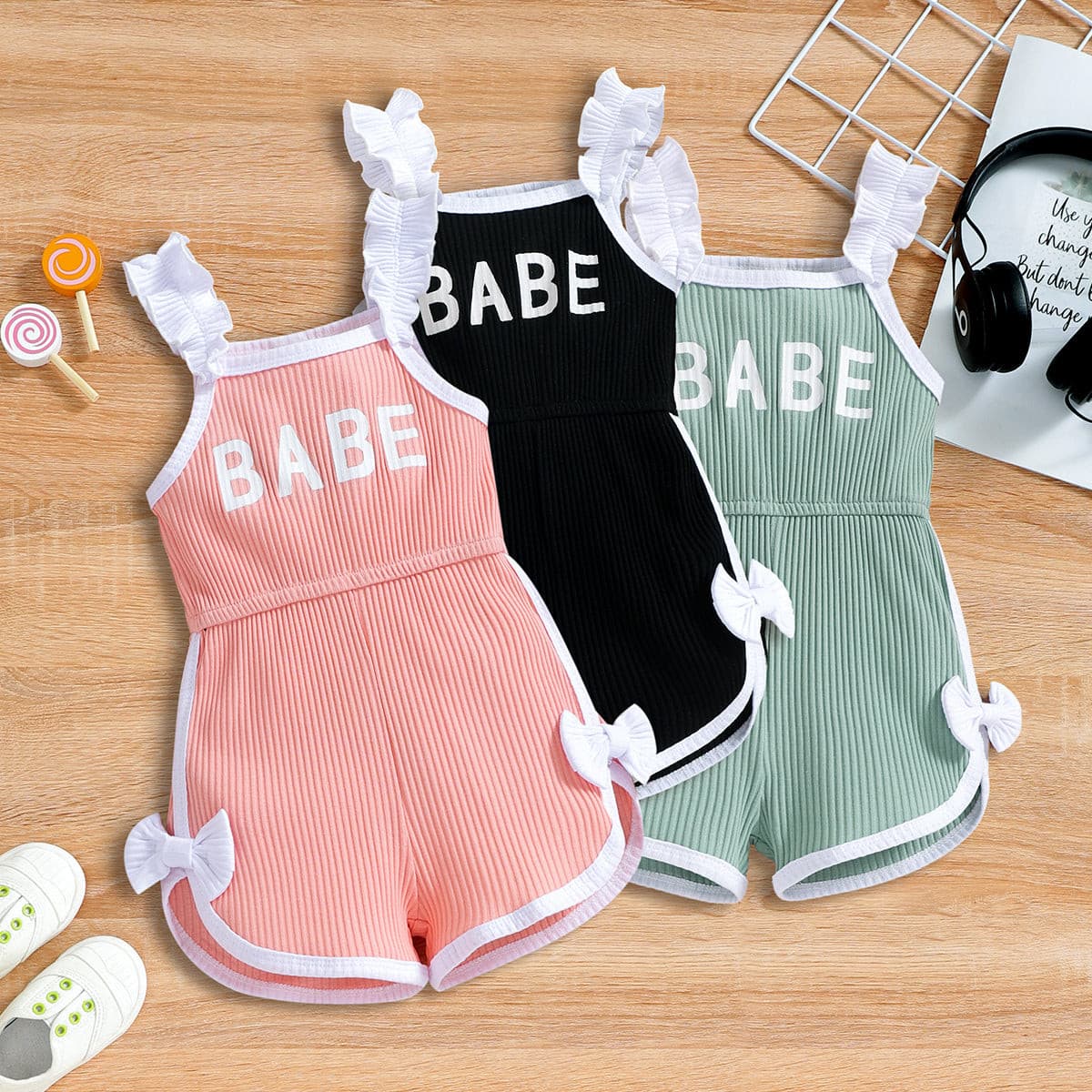 BABE Print Suspender Jumpsuit.