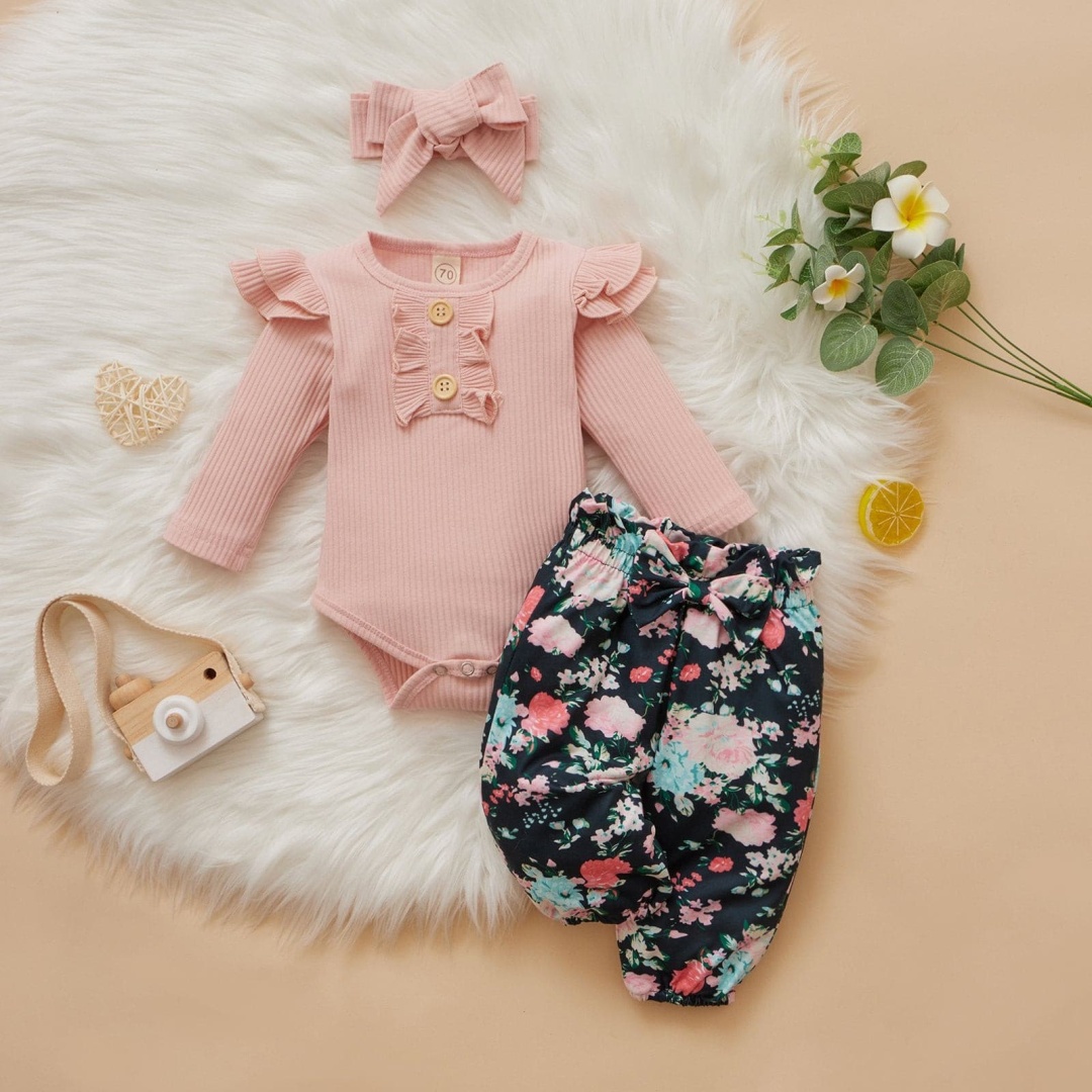 3-Piece Baby Floral Suits-lulububbles