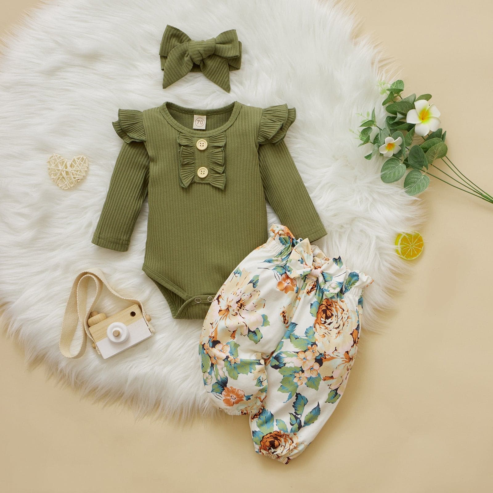 3-Piece Baby Floral Suits.