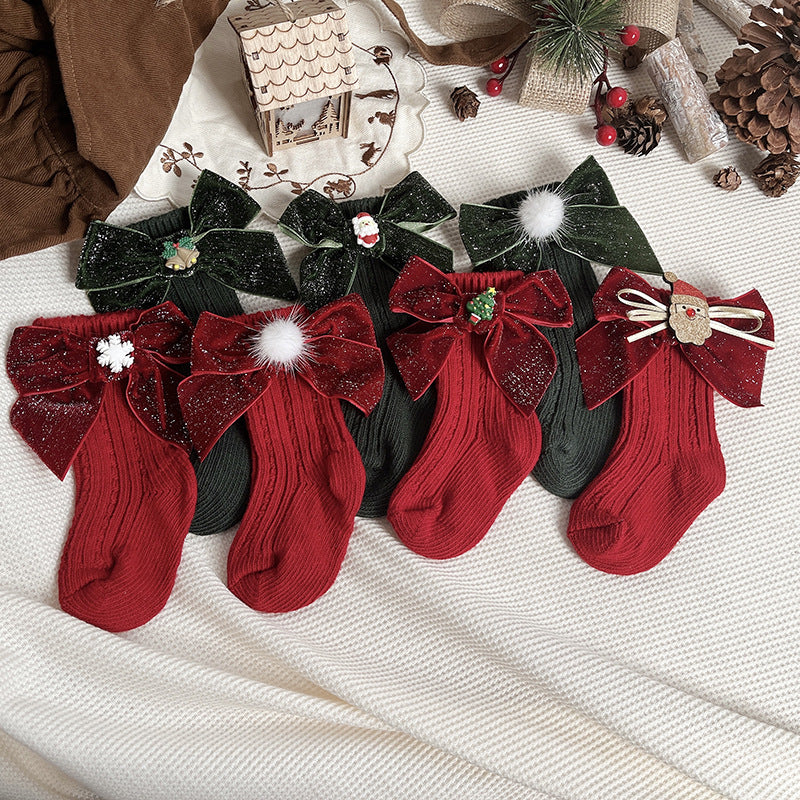 Baby Christmas Bow Socks.