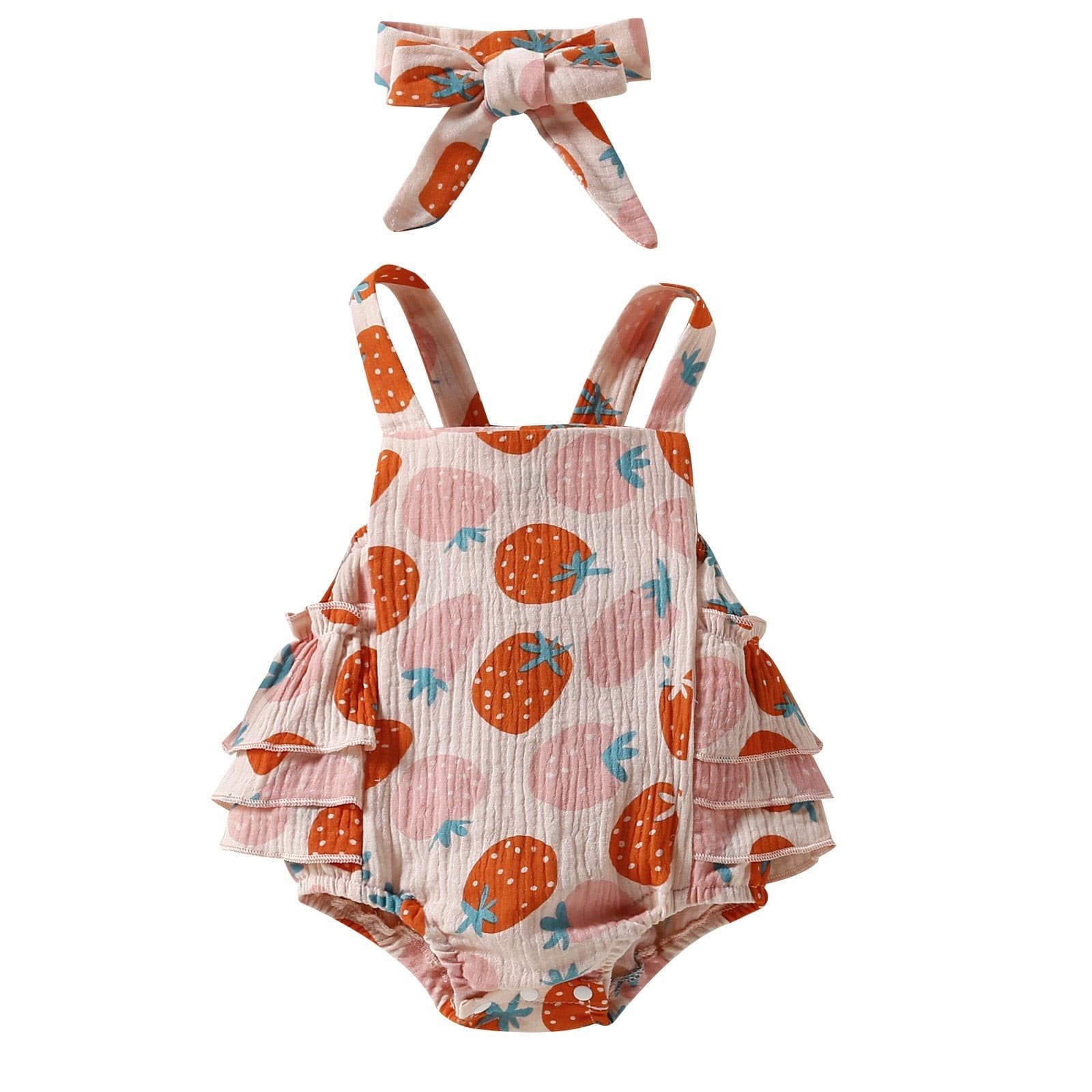 Baby Strawberry Print Rompers.