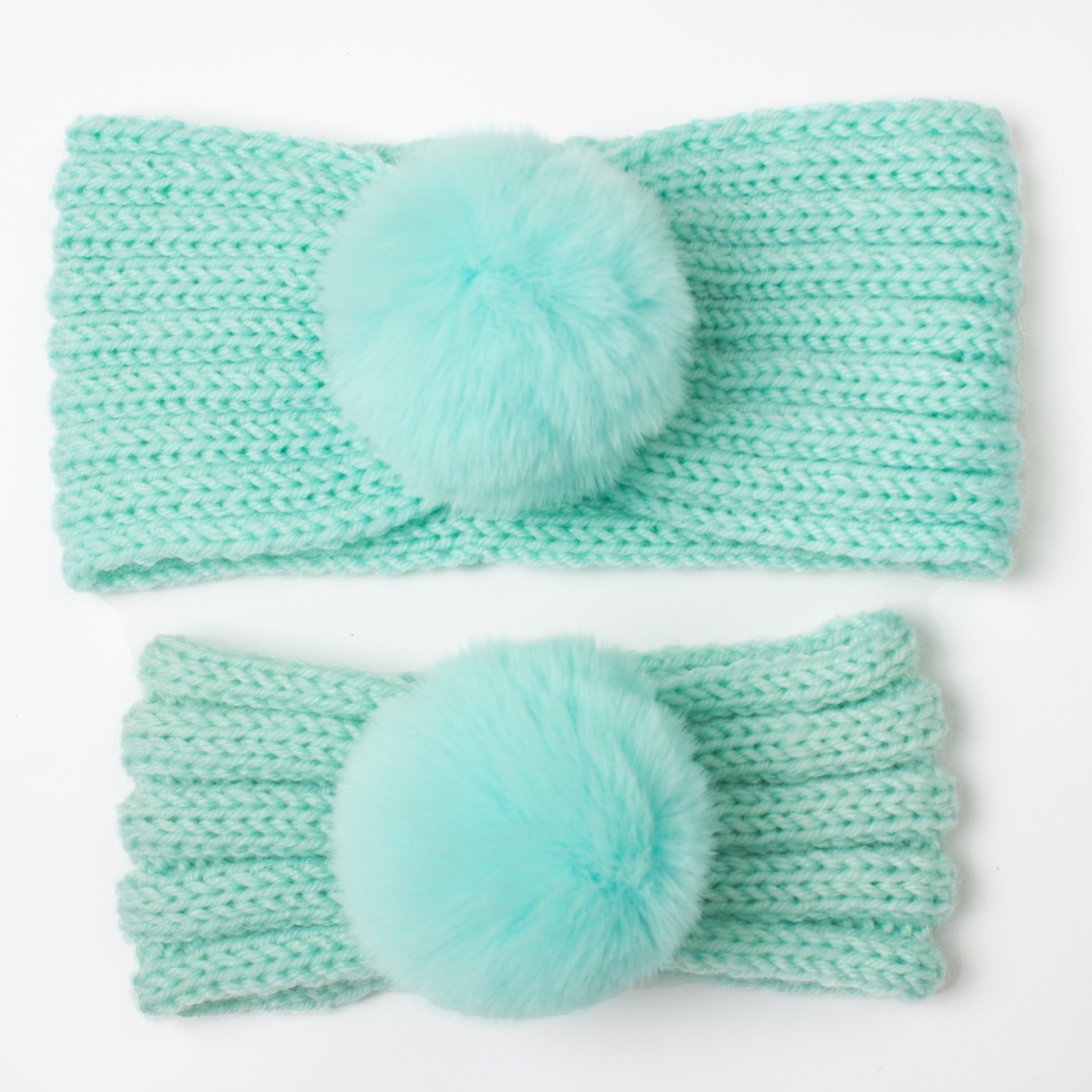 Knit Fur Ball Headband.