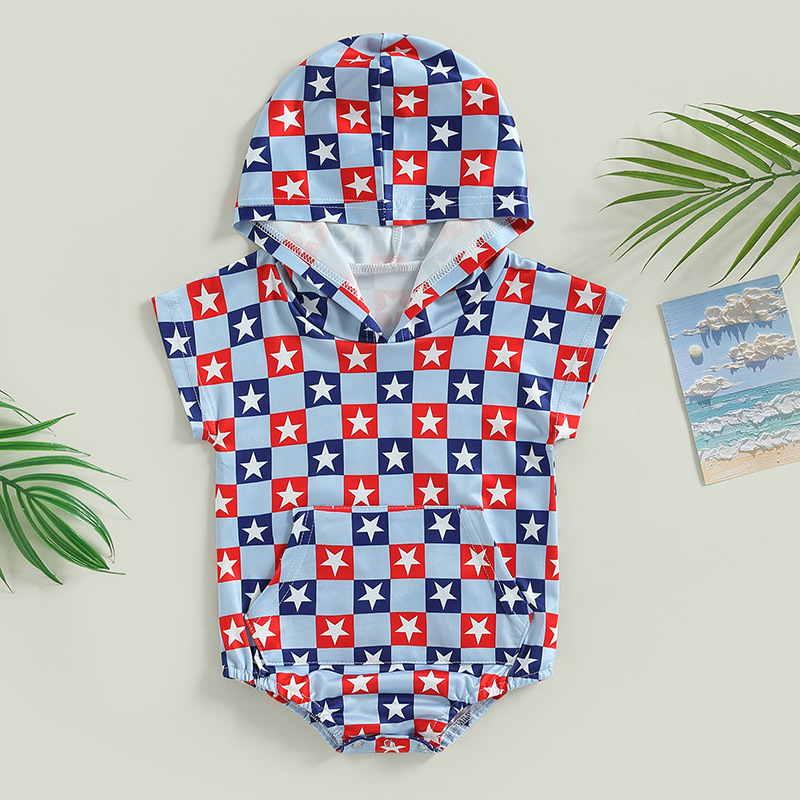 Baby Boy Independence Day Hooded Romper