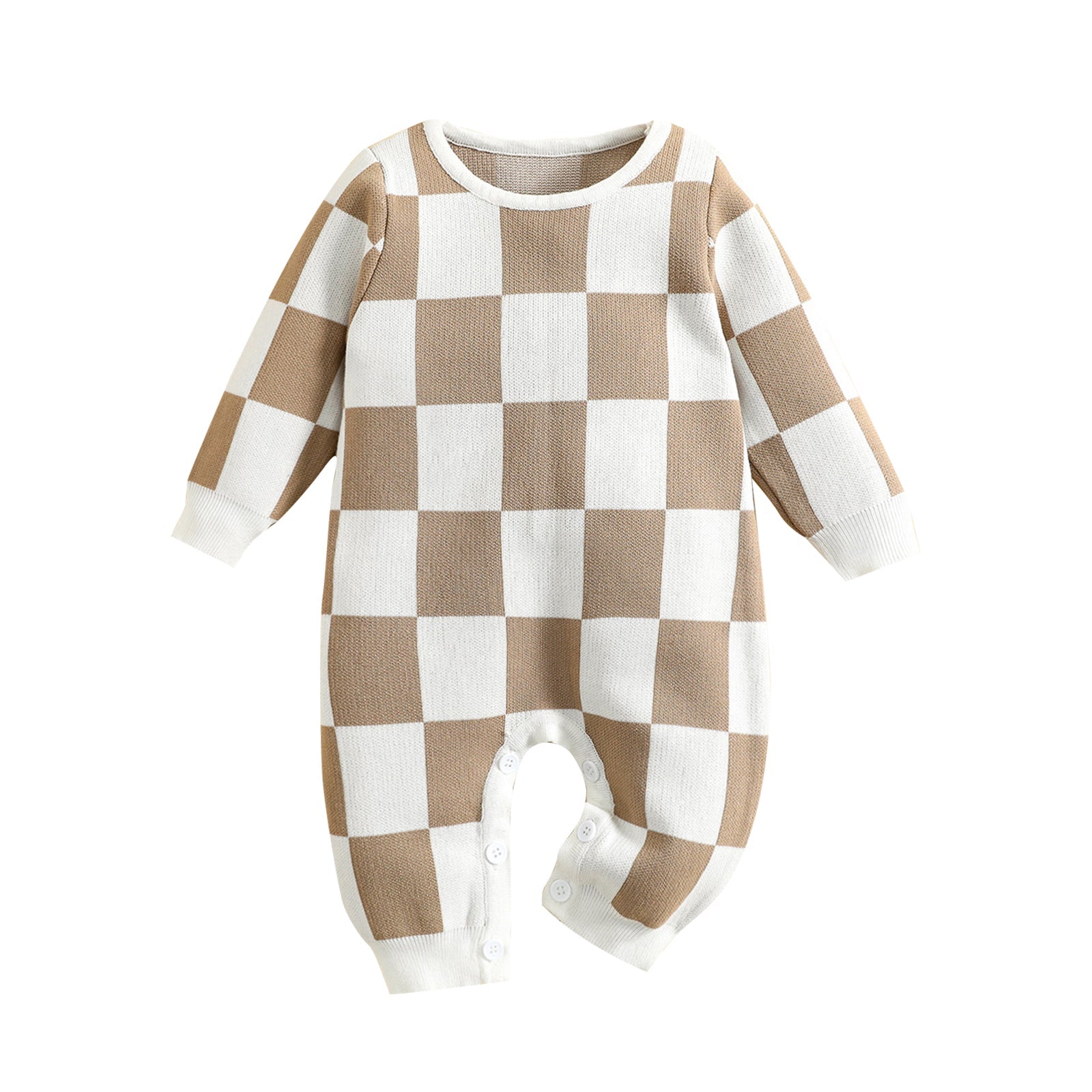 Baby Grid Print Jumpsuit.