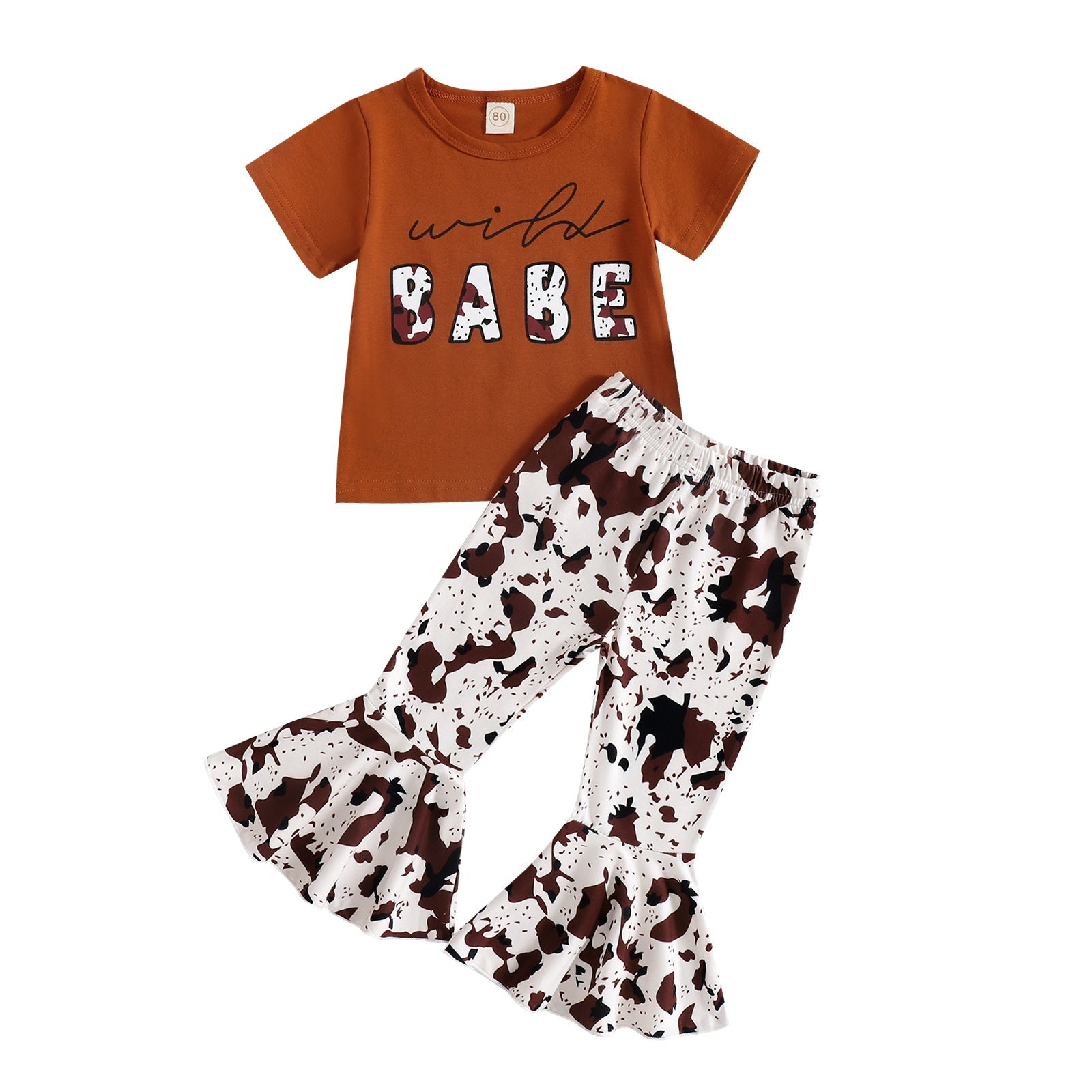BABE Print Top Bell-bottoms.