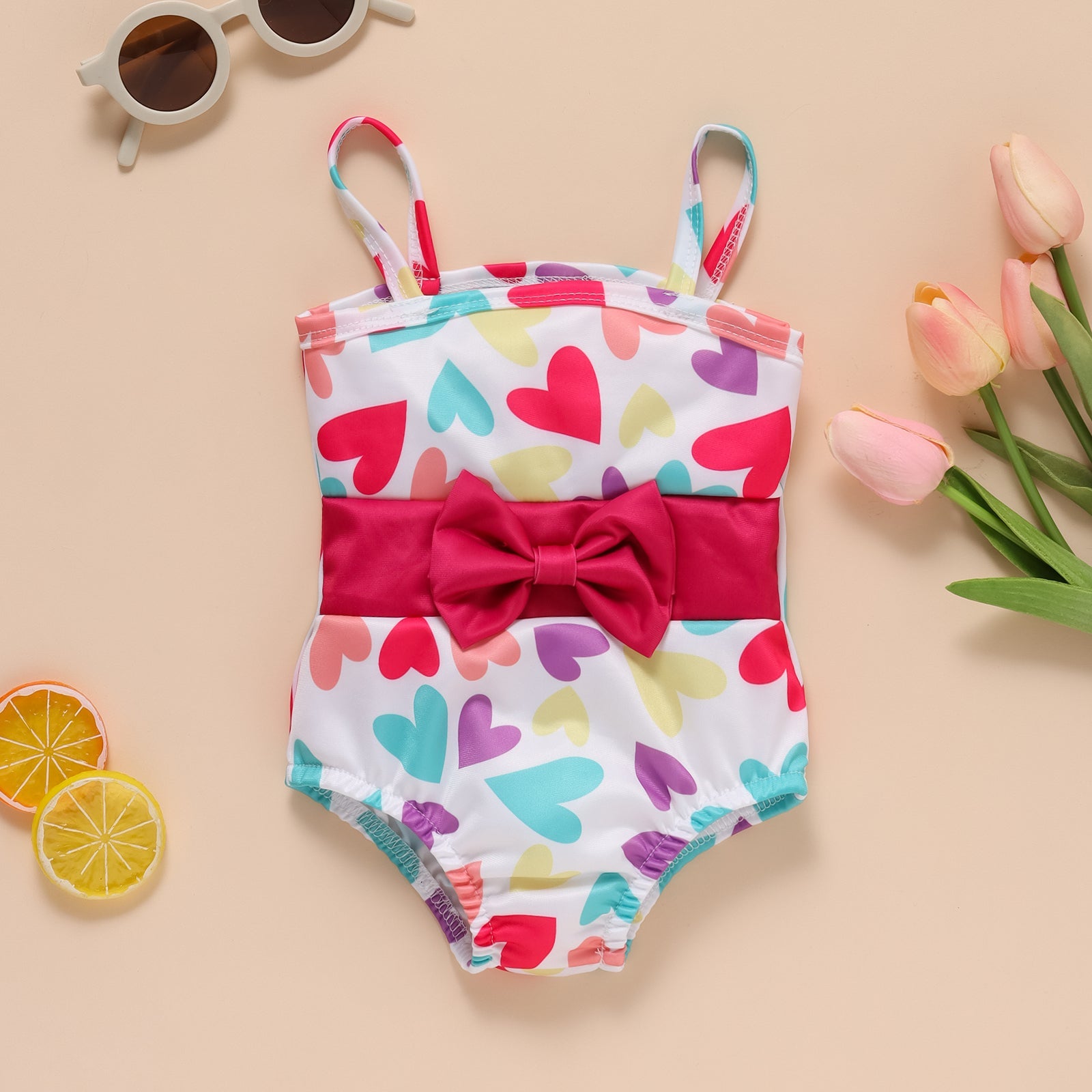 Heart Printed Swimsuit.