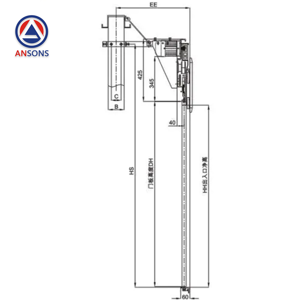 Mitsubishi Elevator Door Operator 2-Panel Center Opening Car VVVF ANSONS-XEK-9011(60) Ansons Lift Spare Parts