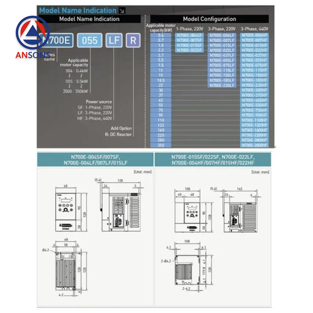 HYUNDAI Elevator Drive Inverter N700E-150HF Ansons Lift Spare Parts