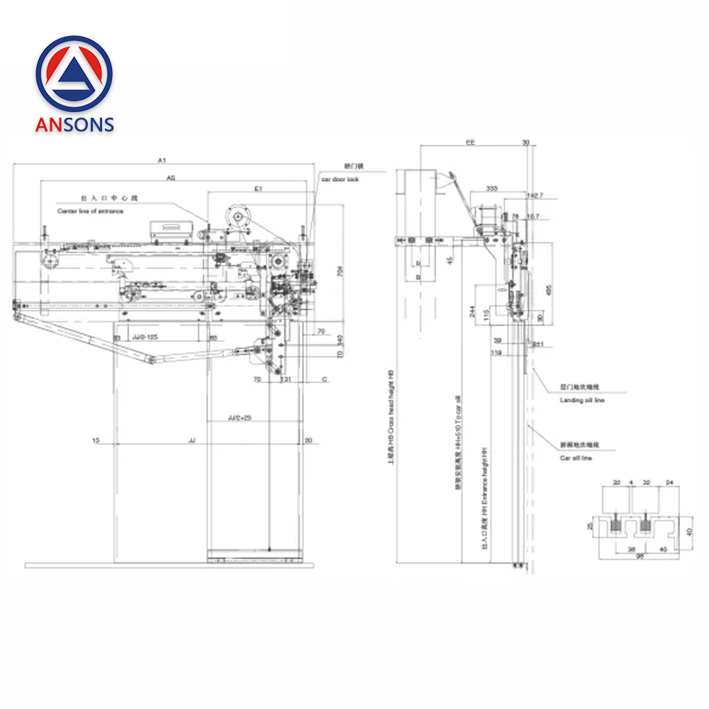 NBSL Elevator Door Operator Side Opening Car THP131-52 Ansons Lift Spa