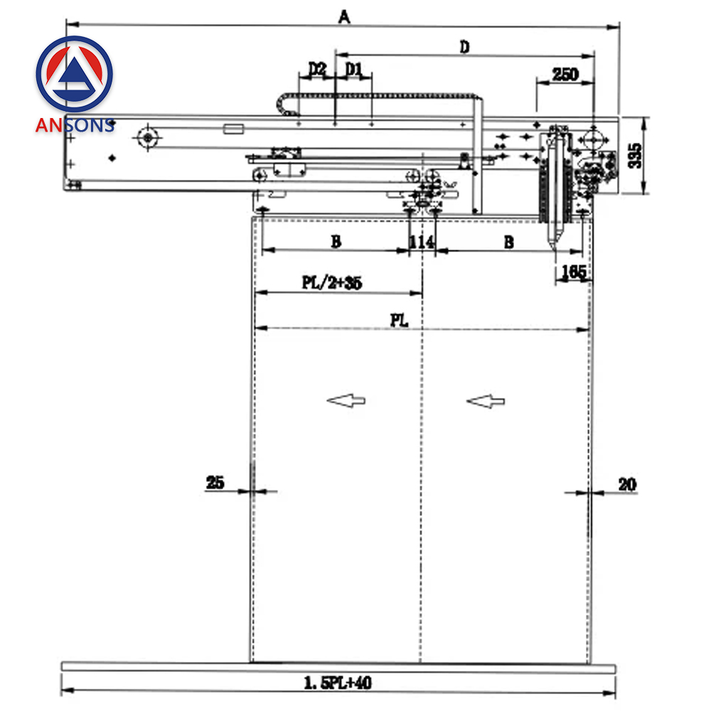 Wittur Elevator Door Operator Two Panels Center Opening Telescopic Car ANSONS-OSCAR 12L-R Ansons Lift Spare Parts