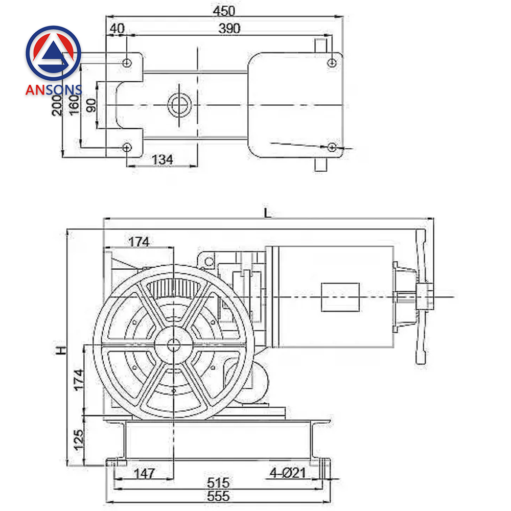JIAYE Elevator Traction Machine Lifting Motor For Home Lift Geared Machine YJF120WL 320kg-450kg Ansons Lift Spare Parts