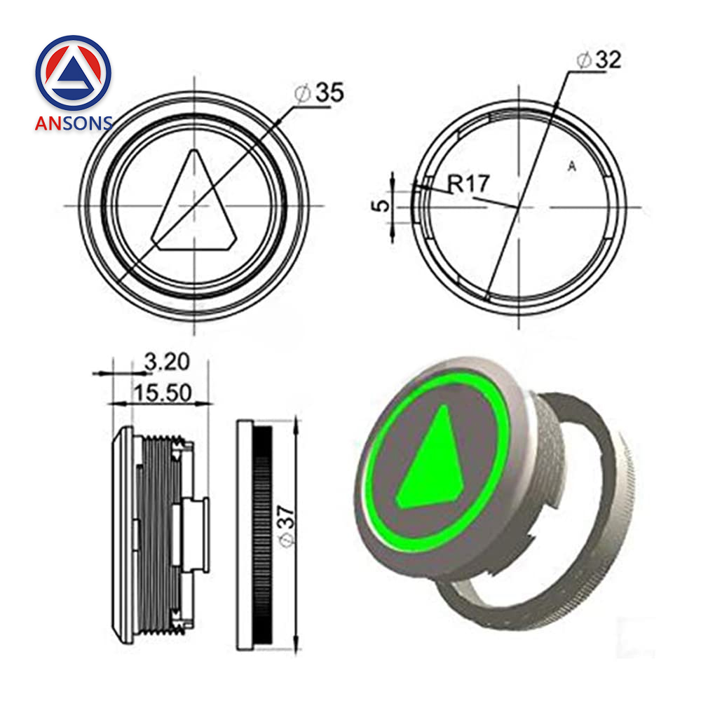 KONE Elevator Push Button KDS50 KDS300 Stainless Steel Braille Button (Message Character Slice Content) Lift Spare Parts